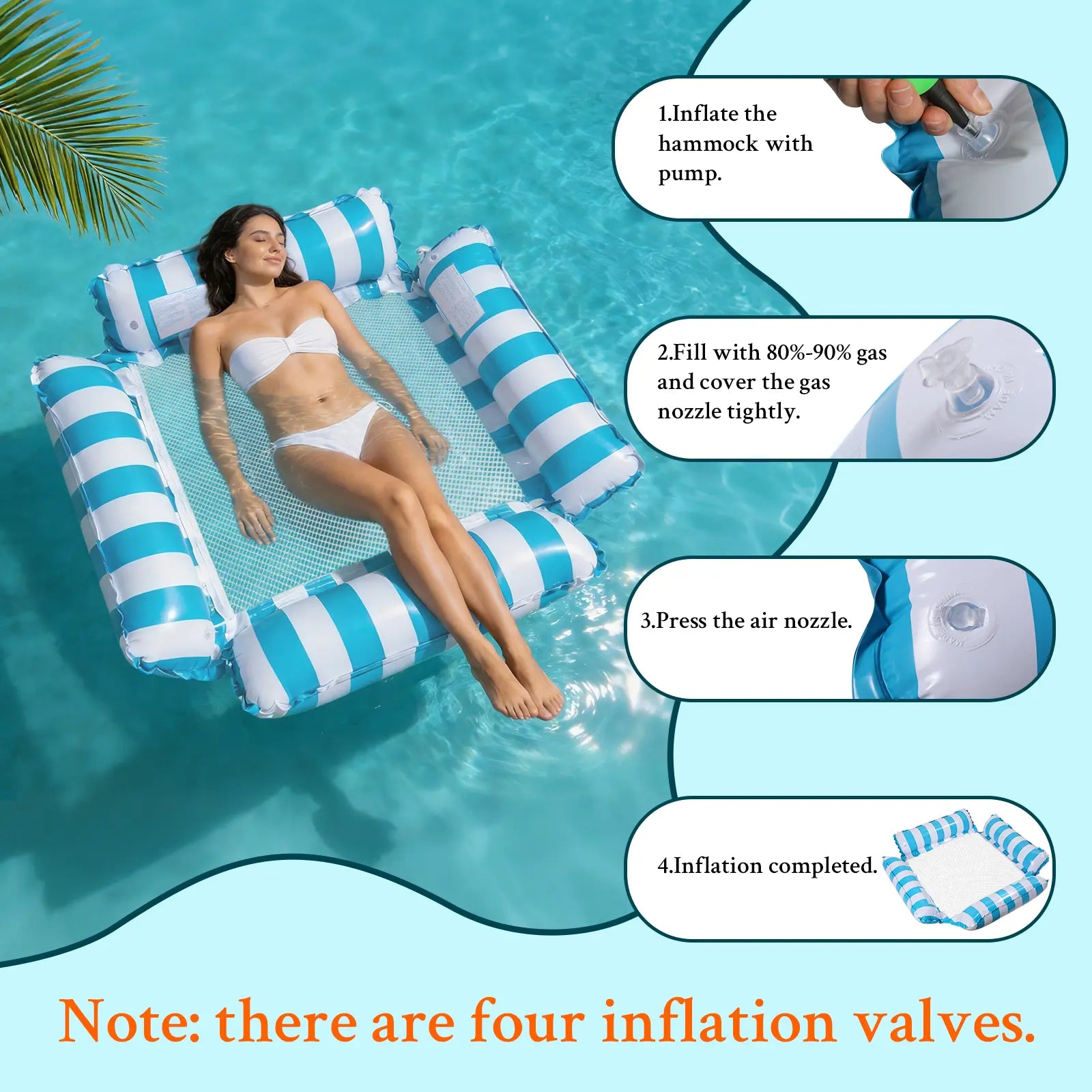 Adult Pool Floats, Inflatable Hammock Pool Floats, Portable Floating Pool Chair, Pool Lounge Chair for Adults, Summer Pool Float Raft for Relaxing & Travel, Backyard Party Pool Accessories, Beach Vacation Pool Gear, Swimming Pool Set， Pool Accessories,Su