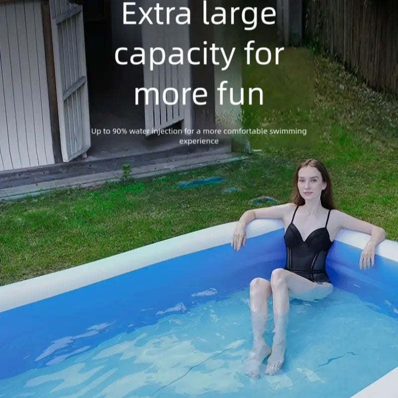 Inflatable Swimming Pool PVC, Foldable Outdoor Adult Water Pool, Baby Bath Tub, Home Use, Rectangular Inflatable Pool, Folding Swimming Pool, Portable Swimming Pool, Blow up Pool, 1 Piece
