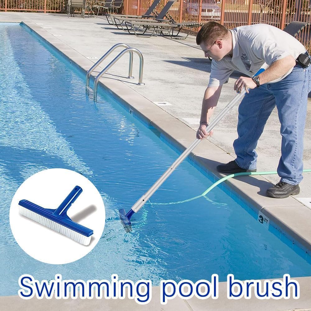 Premium Pool Skimmer Set: 187cm Long Fine Mesh Net, 14cm Deep Leaf Rake, Pool Cleaning Brush, and Cleaning Cloth for Swimming Pools and Ponds