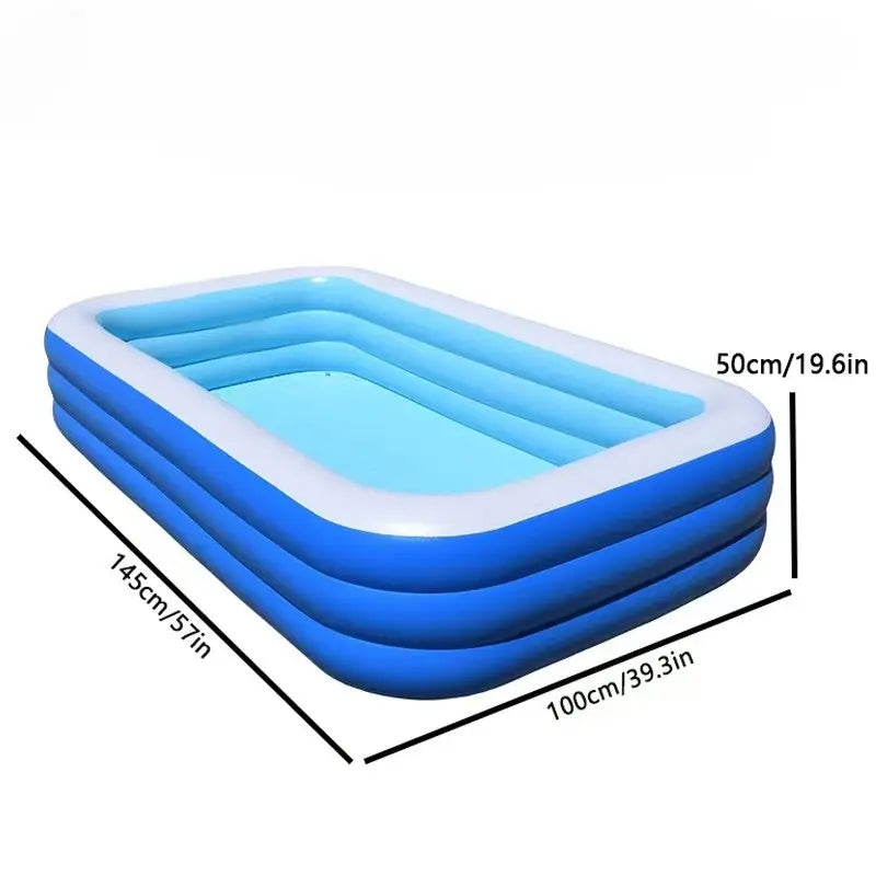 Inflatable Swimming Pool PVC, Foldable Outdoor Adult Water Pool, Baby Bath Tub, Home Use, Rectangular Inflatable Pool, Folding Swimming Pool, Portable Swimming Pool, Blow up Pool, 1 Piece