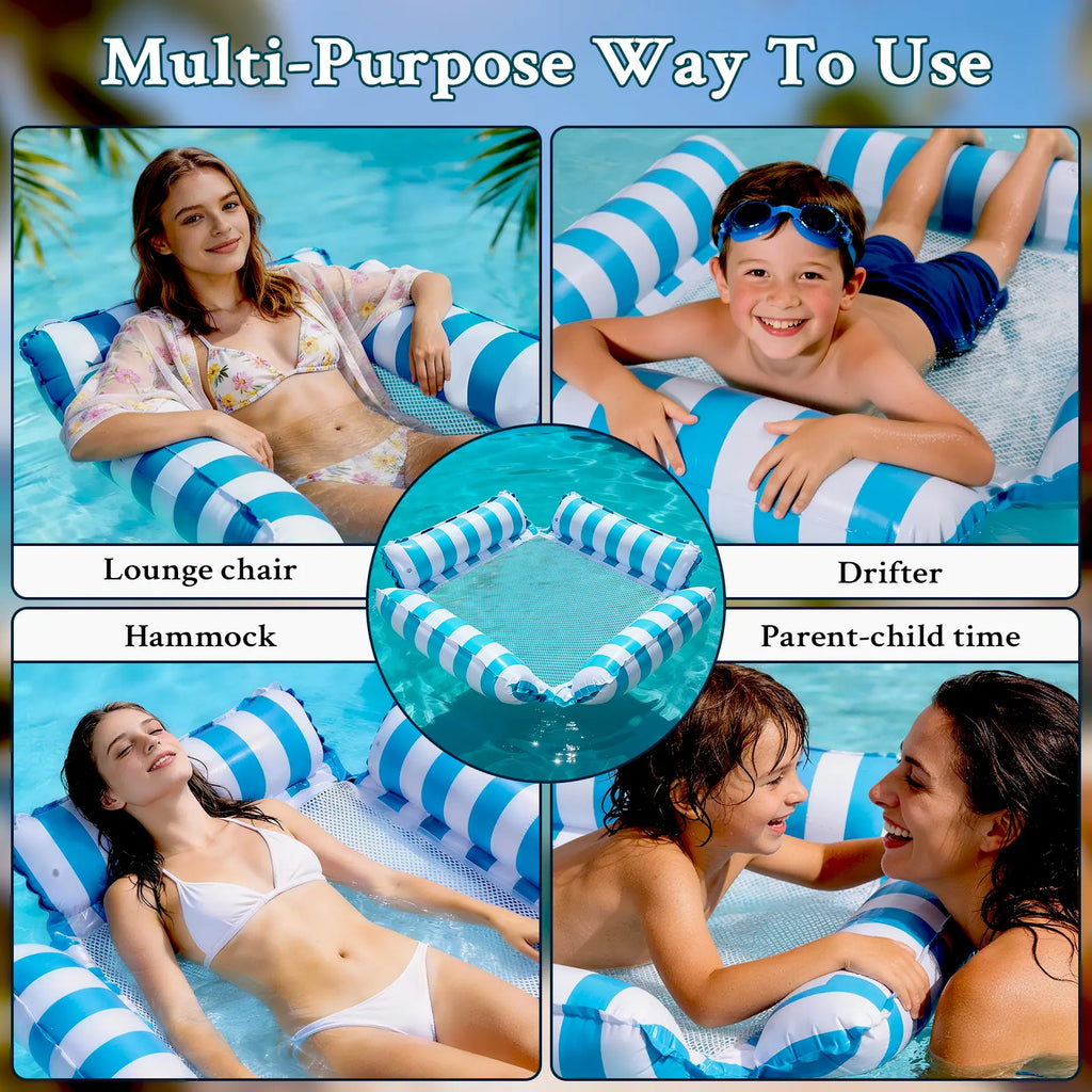 Adult Pool Floats, Inflatable Hammock Pool Floats, Portable Floating Pool Chair, Pool Lounge Chair for Adults, Summer Pool Float Raft for Relaxing & Travel, Backyard Party Pool Accessories, Beach Vacation Pool Gear, Swimming Pool Set， Pool Accessories,Su