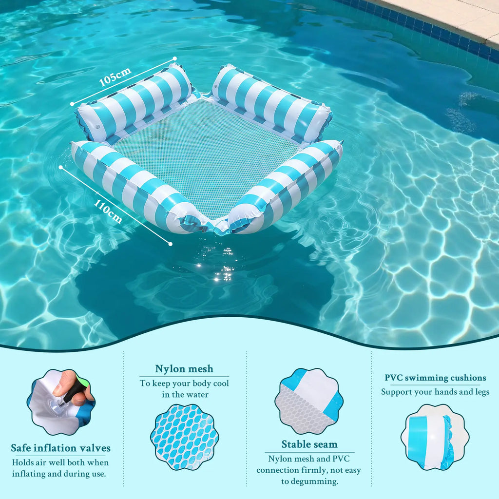 Adult Pool Floats, Inflatable Hammock Pool Floats, Portable Floating Pool Chair, Pool Lounge Chair for Adults, Summer Pool Float Raft for Relaxing & Travel, Backyard Party Pool Accessories, Beach Vacation Pool Gear, Swimming Pool Set， Pool Accessories,Su