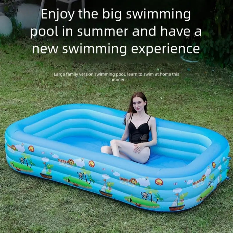 Inflatable Swimming Pool PVC, Foldable Outdoor Adult Water Pool, Baby Bath Tub, Home Use, Rectangular Inflatable Pool, Folding Swimming Pool, Portable Swimming Pool, Blow up Pool, 1 Piece